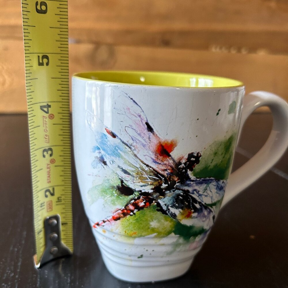 Dean Crouser Ceramic Dragonfly Coffee Mug Cup Watercolor Painting Collectible